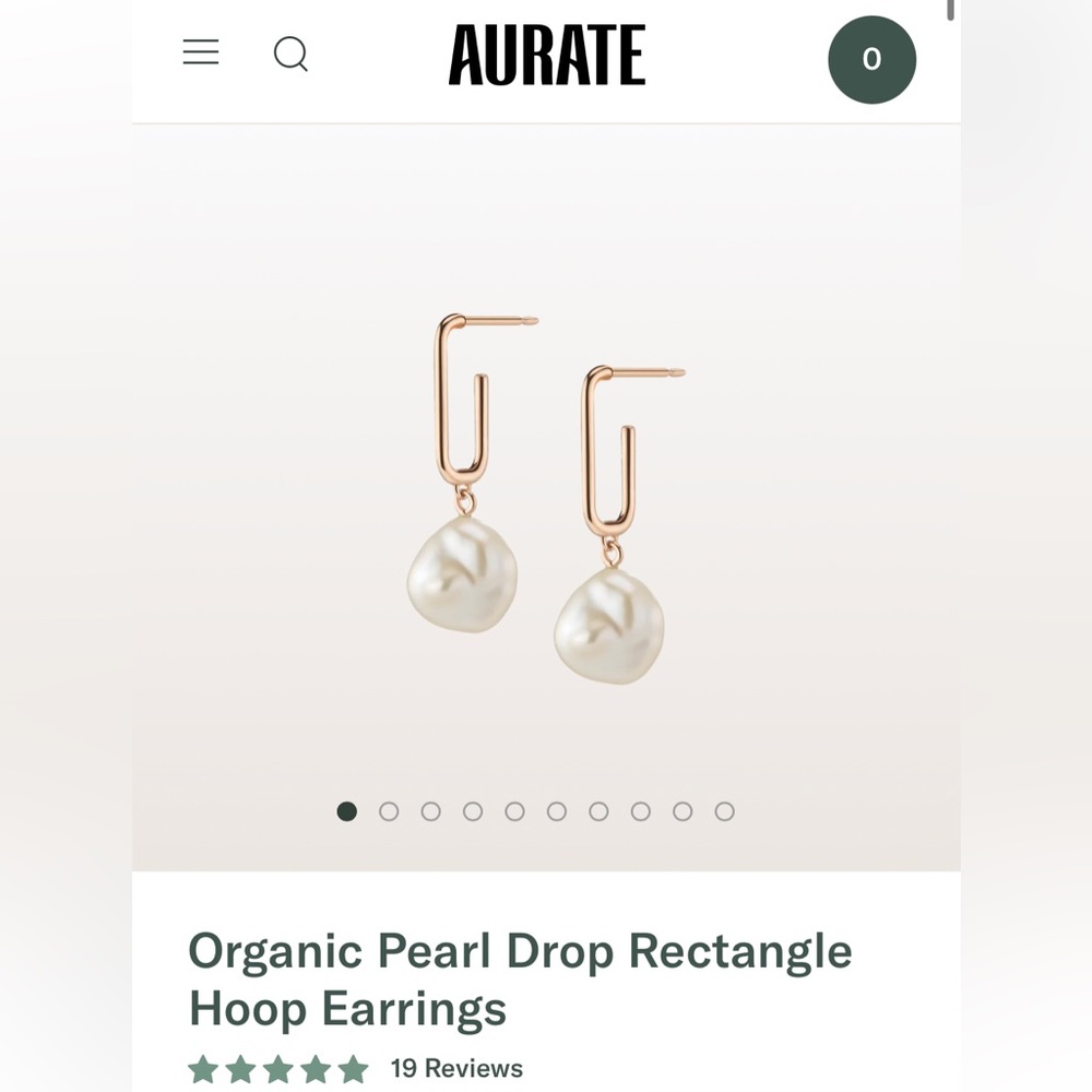 Aurate Organic Pearl Drop Rectangle Hoop Earrings in Rose Gold